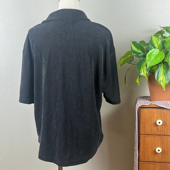 GAP Body Black Short Sleeve V Neck Button Front Shirt Size Large - Picture 4 of 10